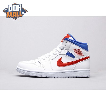 Air Jordan 1 Mid White Red Royal Unisex