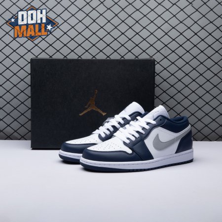 Jordan 1 Low Wolf Grey Midnight Navy 553558-141 Unisex