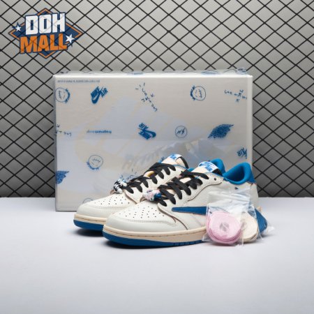 Jordan 1 Retro Low OG SP Fragment x Travis Scott Sail Military Blue DM7866-104 Unisex